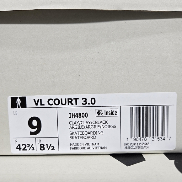 New adidas VL Court 3.0 Clay Core Black Men\'s Shoes Size 9 main image 6